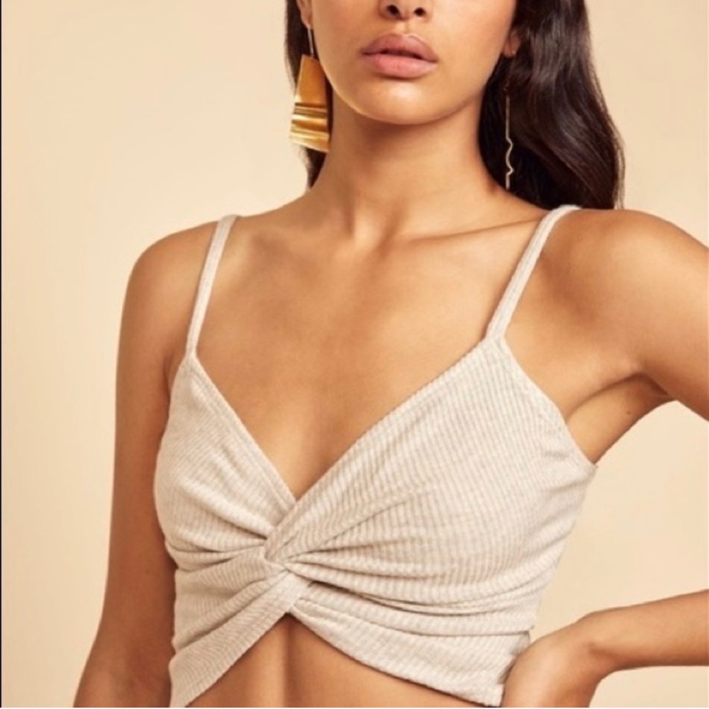 Reformation Cream Ribbed Crop Top
